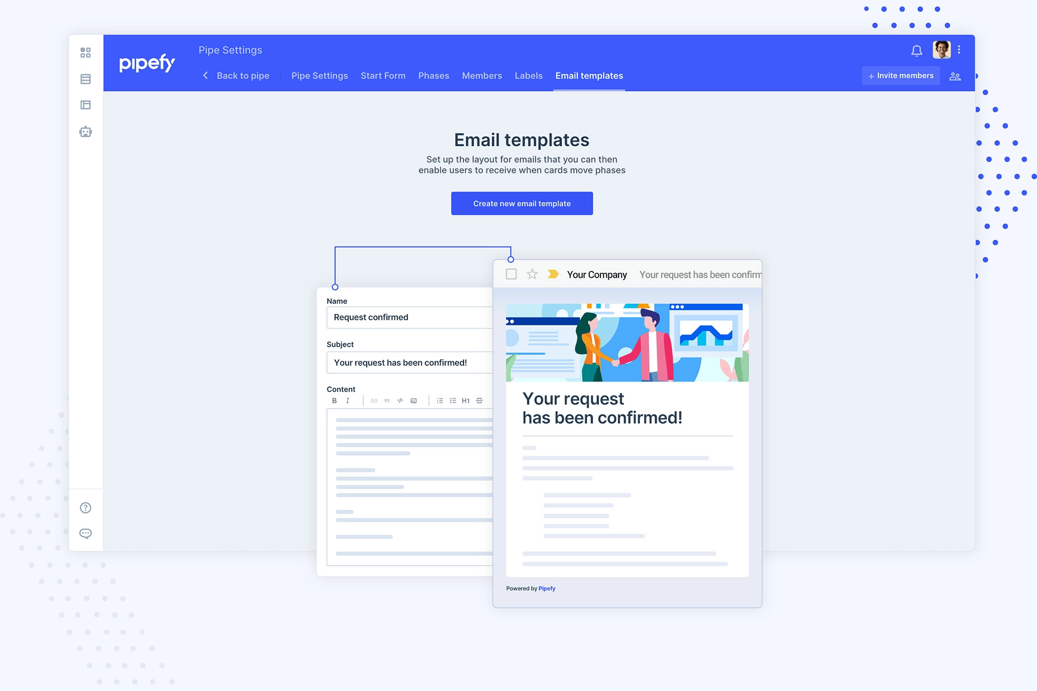 Plantillas de correo electrónico de Pipefy