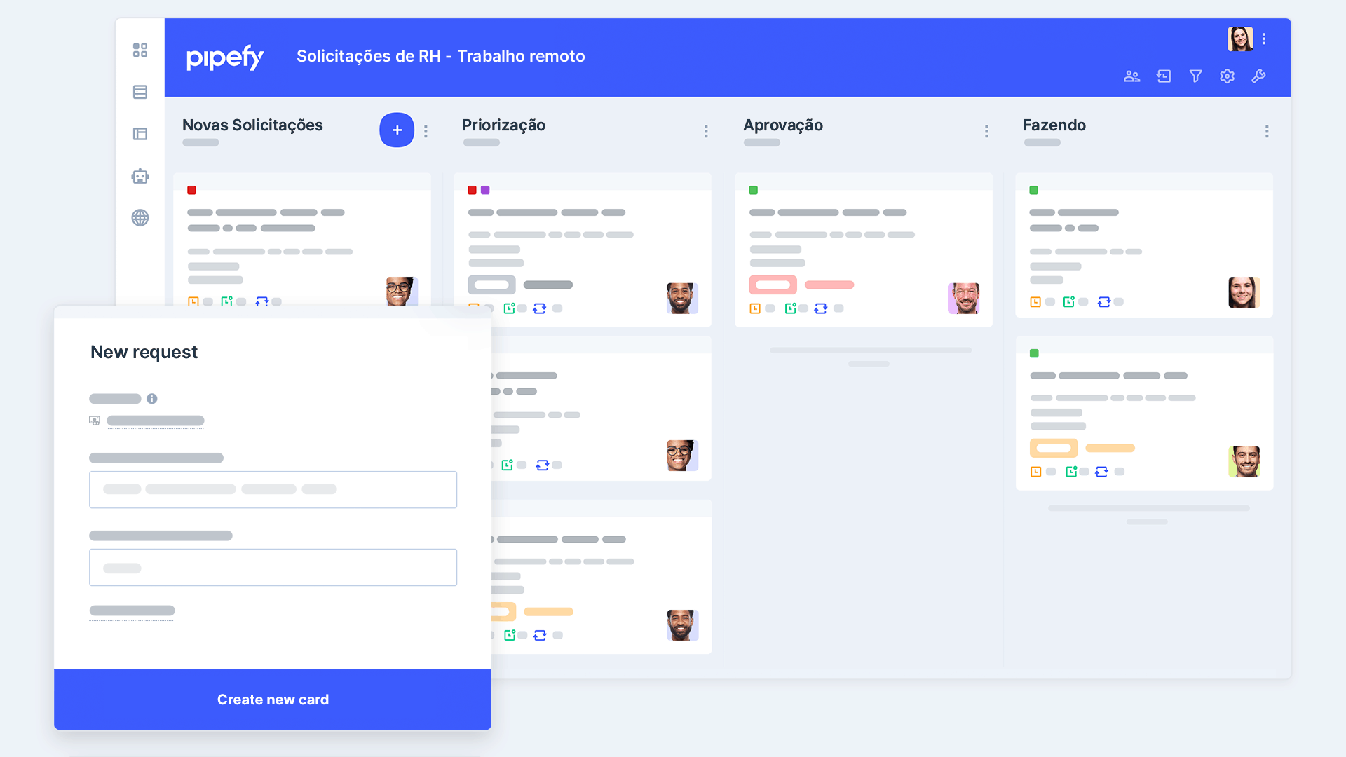 Cómo funciona la interfaz de gestión del flujo de trabajo de Pipefy