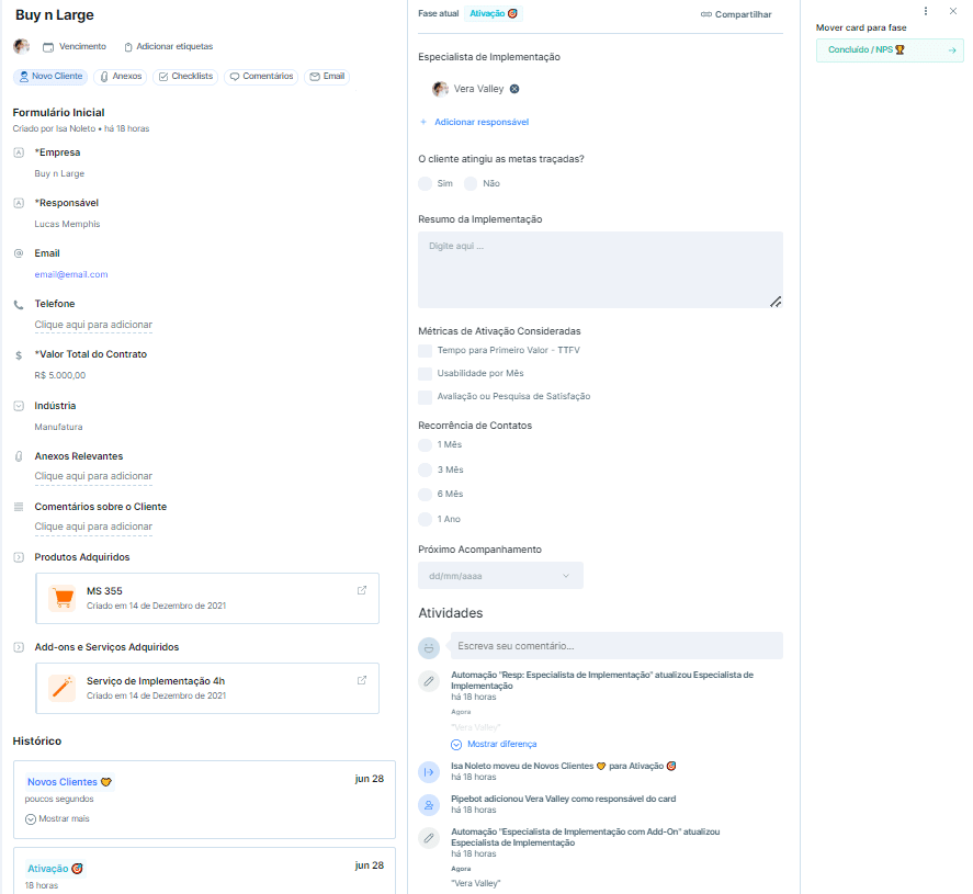 Ejemplo de seguimiento complejo en Pipefy.